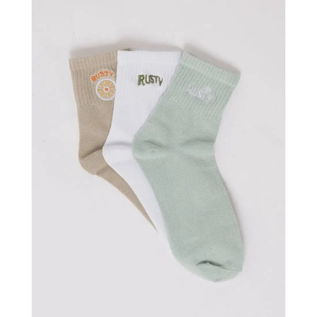 Rusty Fancy Day Crew 3 Pack Socks - Multi 6